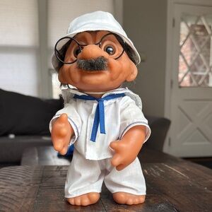 Vintage Thomas Dam Troll Grandpa Glasses Mustache Sailor 1977 Made in Demark